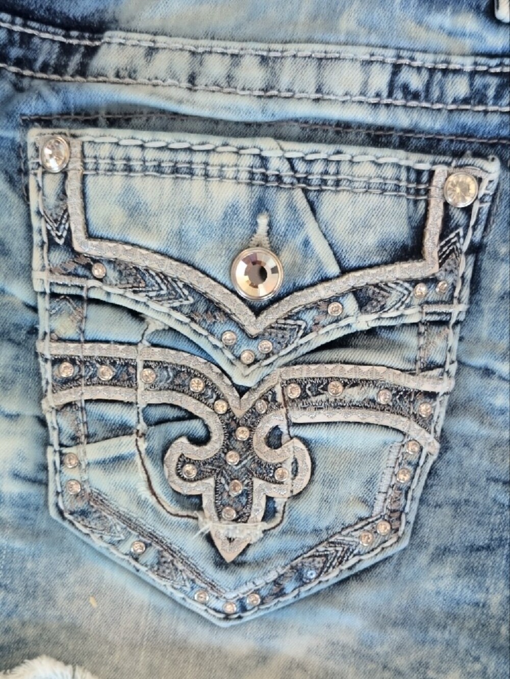 Rock Revival Light Blue Distressed Denim Cutoff Shorts - Picture 8 of 8